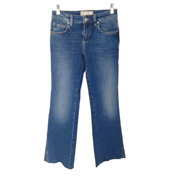 Free People Denim - Free People low rise raw hem boot cut flare cropped denim blue jeans pants